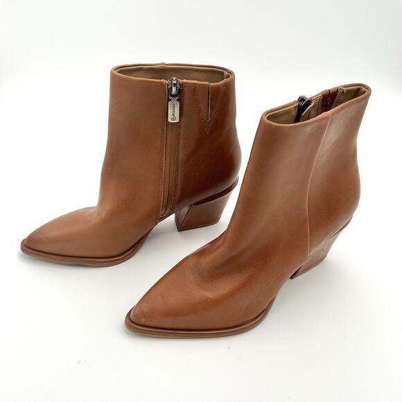 Blondo Emmalyn Waterproof 6M Brown Tan Leather Zip Ankle Boots Booties - Picture 4 of 13